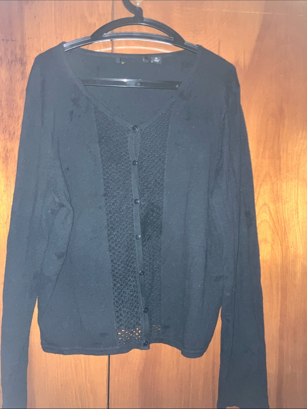 Black sweater cardigan with a latticed front XL